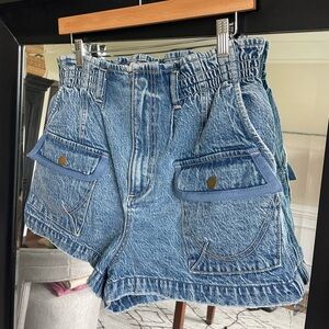 Free People Cargo Denim Shorts
